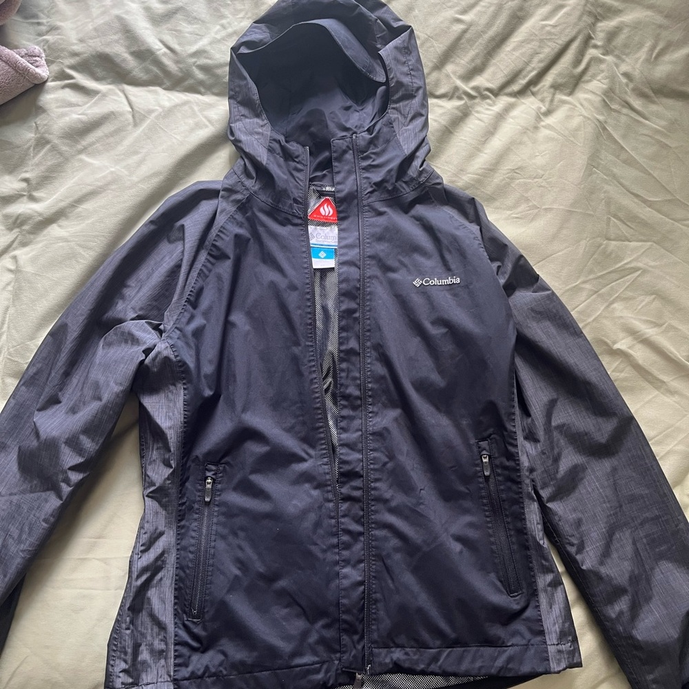 Columbia Charcoal Hooded Rain Jacket